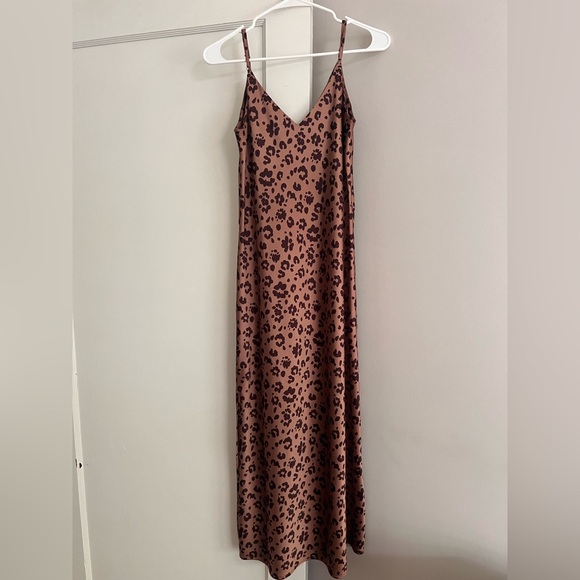 A New Day Pink/Brown Maxi Slip Dress Spaghetti Strap - Picture 1 of 5